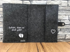 U-Heft Hülle Glückskind personalisiert mit Namen Anthrazit/Blau