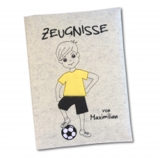 Zeugnismappe Fussball personalisiert mit Namen gelb/schwarz