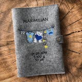 U-Heft Hülle Wäscheleine personalisiert mit Namen blau