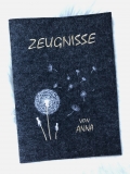 Zeugnismappe Pusteblume personalisiert mit Namen Anthrazit/Gold