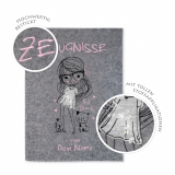 Zeugnismappe Mädchen mit Katze personalisiert mit Namen Glitzer