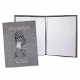 Zeugnismappe Mädchen mit Katze personalisiert mit Namen Glitzer