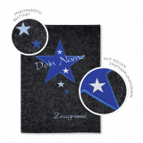 Zeugnismappe Stern personalisiert mit Namen Blau/Anthrazit