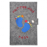 Mutter-Kind-Pass Hülle bunte Füße grau