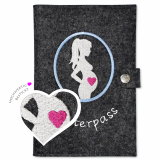 Mutterpass Hülle Herz anthrazit