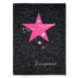 Zeugnismappe Stern personalisiert mit Namen Anthrazit/Pink