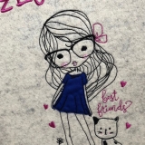 Zeugnismappe Mädchen mit Katze personalisiert mit Namen blau